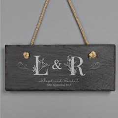 Personalised Hanging Slate Sign Wedding Anniversary Couple Gift
