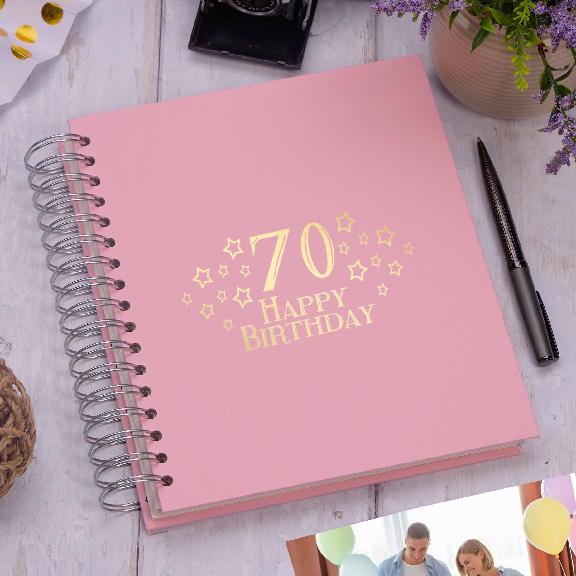 Large 70th Birthday Photo Album Memory Keepsake Gift With Stars Multiple Colours