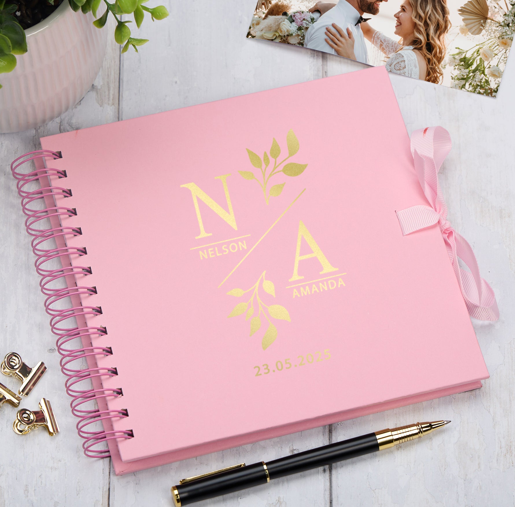 Personalised  Wedding Guest Book Reception Guestbook With Initials and Names
