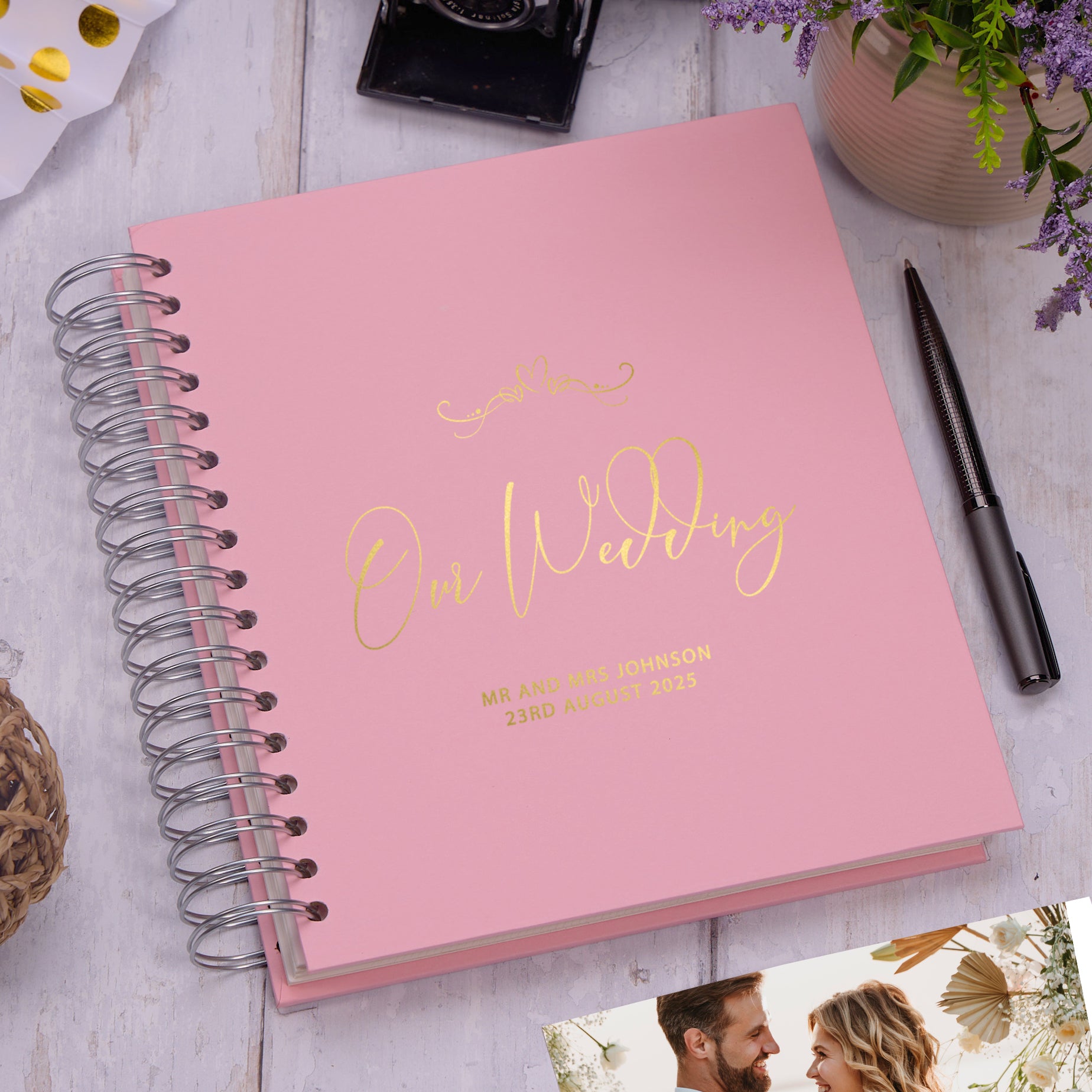 Personalised Large Wedding Photo Album With Heart, Multiple Colour Choice