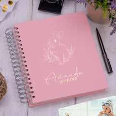 Personalised Large Baby Photo Album Memory Keepsake With Rabbit