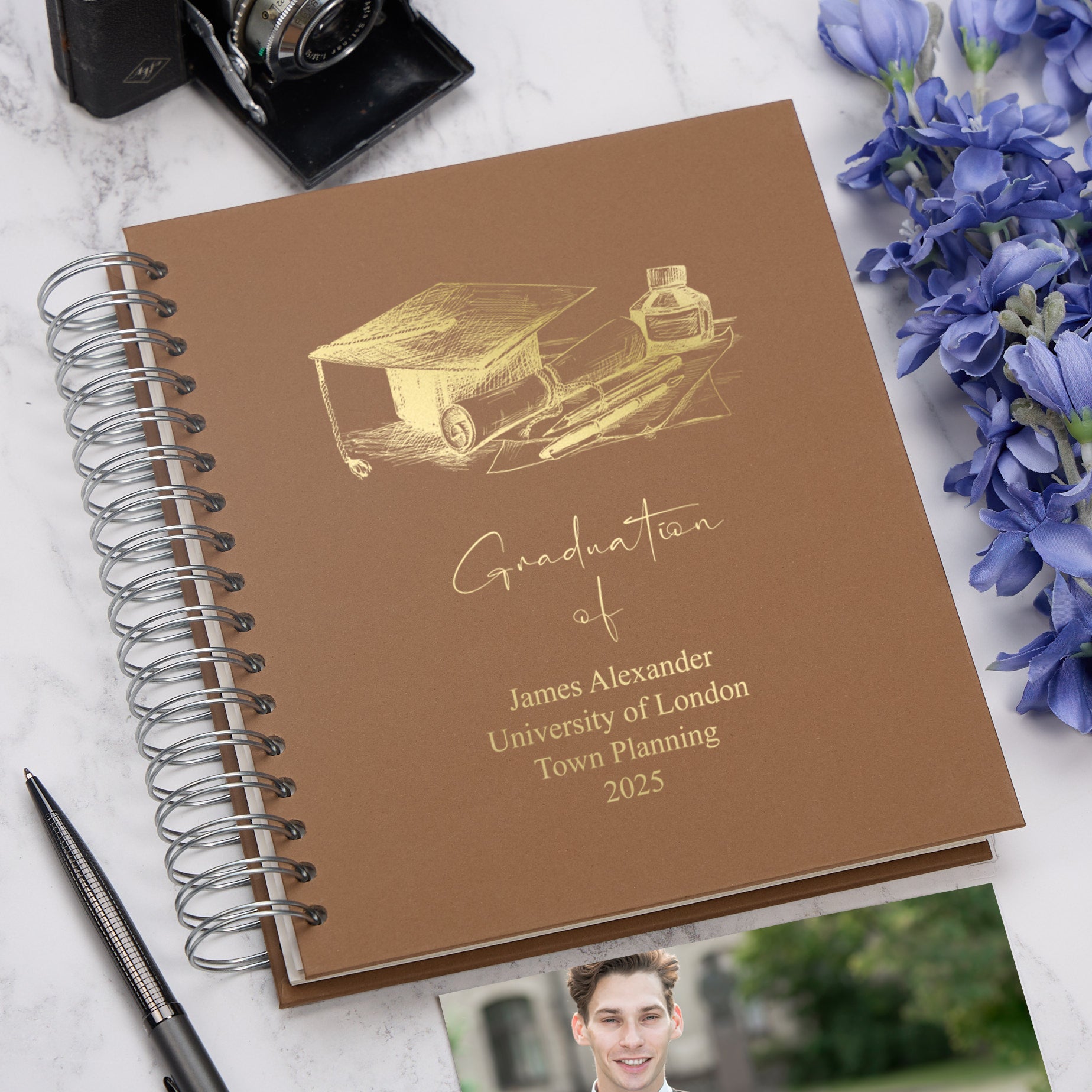 Personalised Graduation Keepsake Photo Album Memory Book With Sketch Design