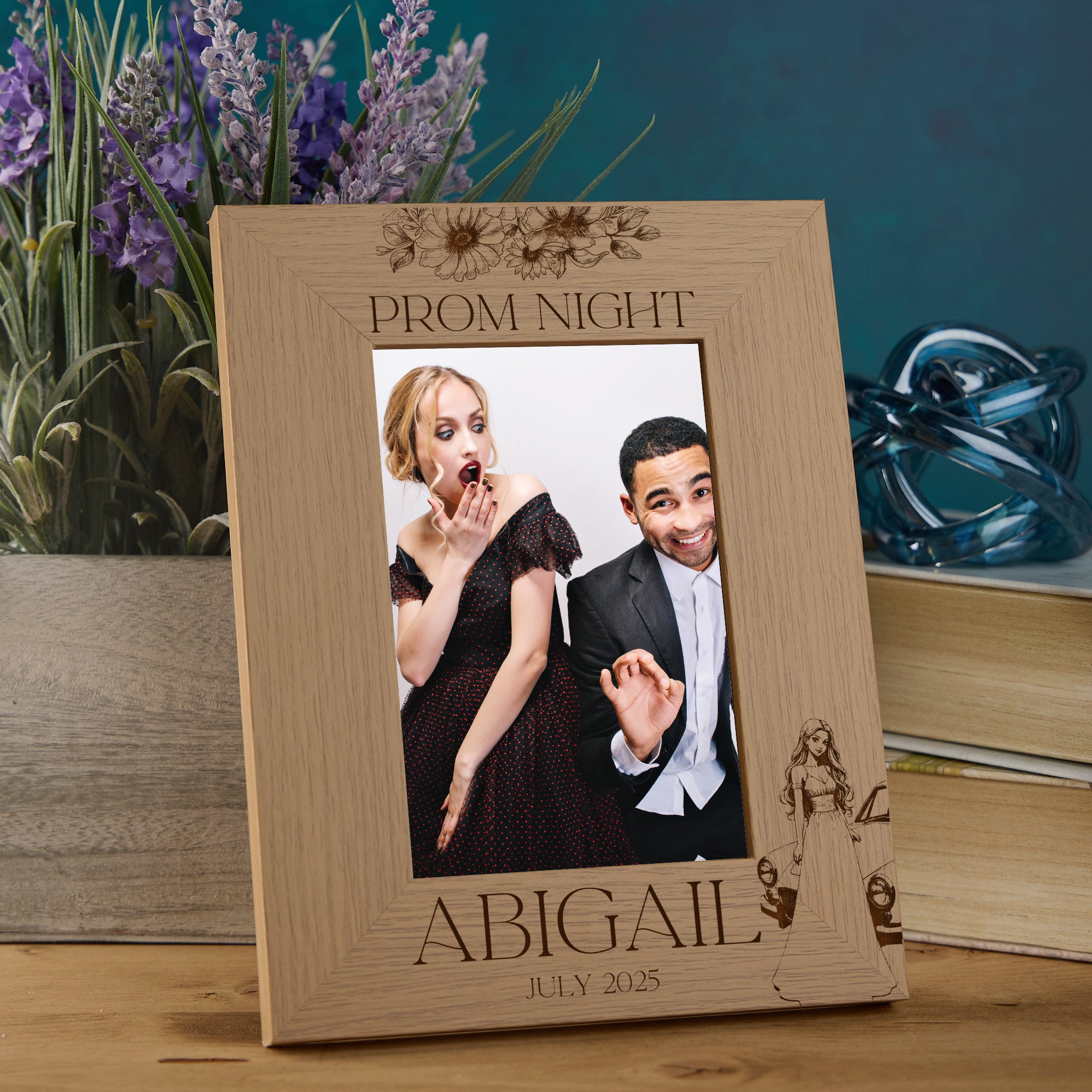Personalised Wooden Engraved Photo Frames Prom Night Girl Multiple Sizes