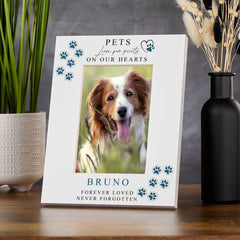 Personalised Pet Memorial Photo Frame Leave Paw Prints On Our Hearts