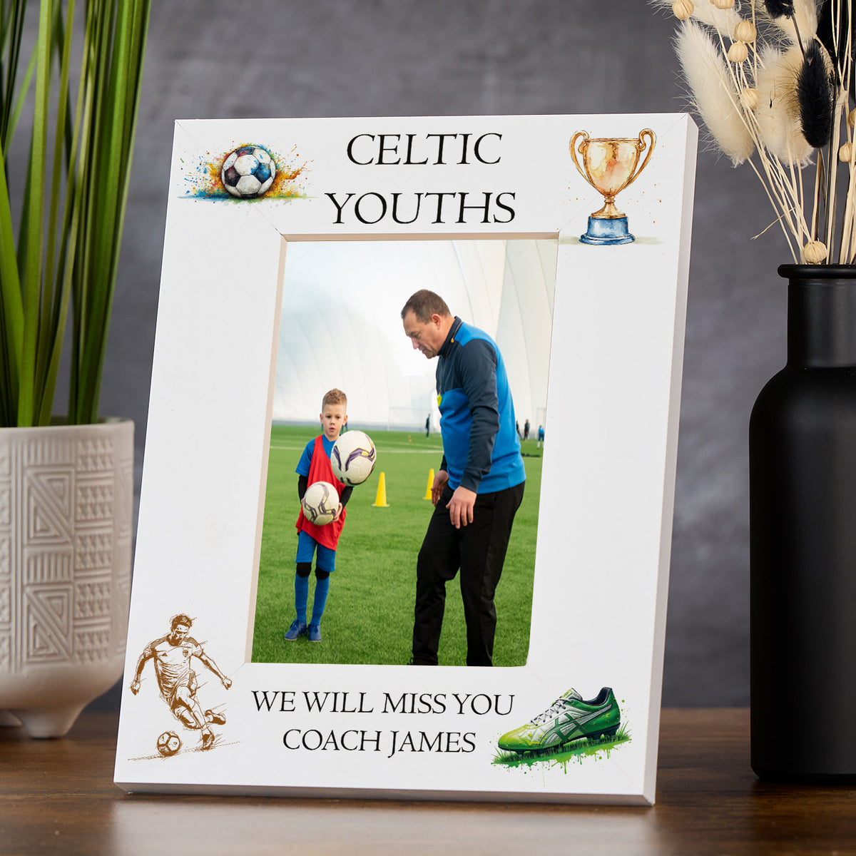 Personalised Colorful Football Photo Frame Portrait or Landscape