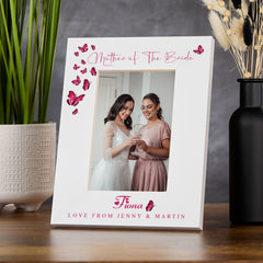 Personalised Thank you Mother Of The Bride White Photo Frame Gift With Butterflies