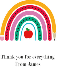 Personalised Teacher Gift Lamp With Wood Base LED Night Light Rainbow