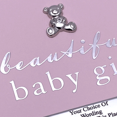 PERSONALISED BABY GIRL PHOTO ALBUM 50 PICTURES PINK AND SILVER