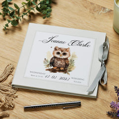 Personalised Baby's First Year Memory Book With Woodland Owl Design
