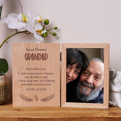 Personalised Grandad Remembrance In Loving Memory Photo Frame Gift Solid Oak Wood