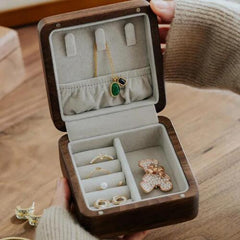 Personalised Initials Luxury Black Walnut Wood Jewellery Box Gift Engraved