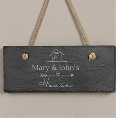 Personalised House Names Hanging Stone Slate Plaque New Home Gift