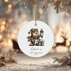 Personalised Baby's First Christmas Ornament With Snowman