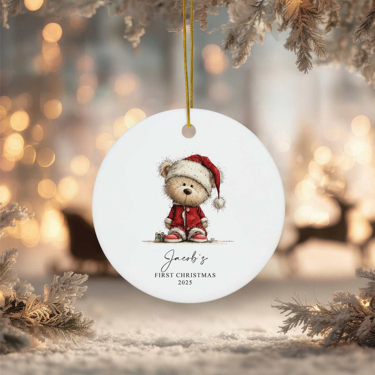Personalised Baby's First Christmas Ornament With Teddies