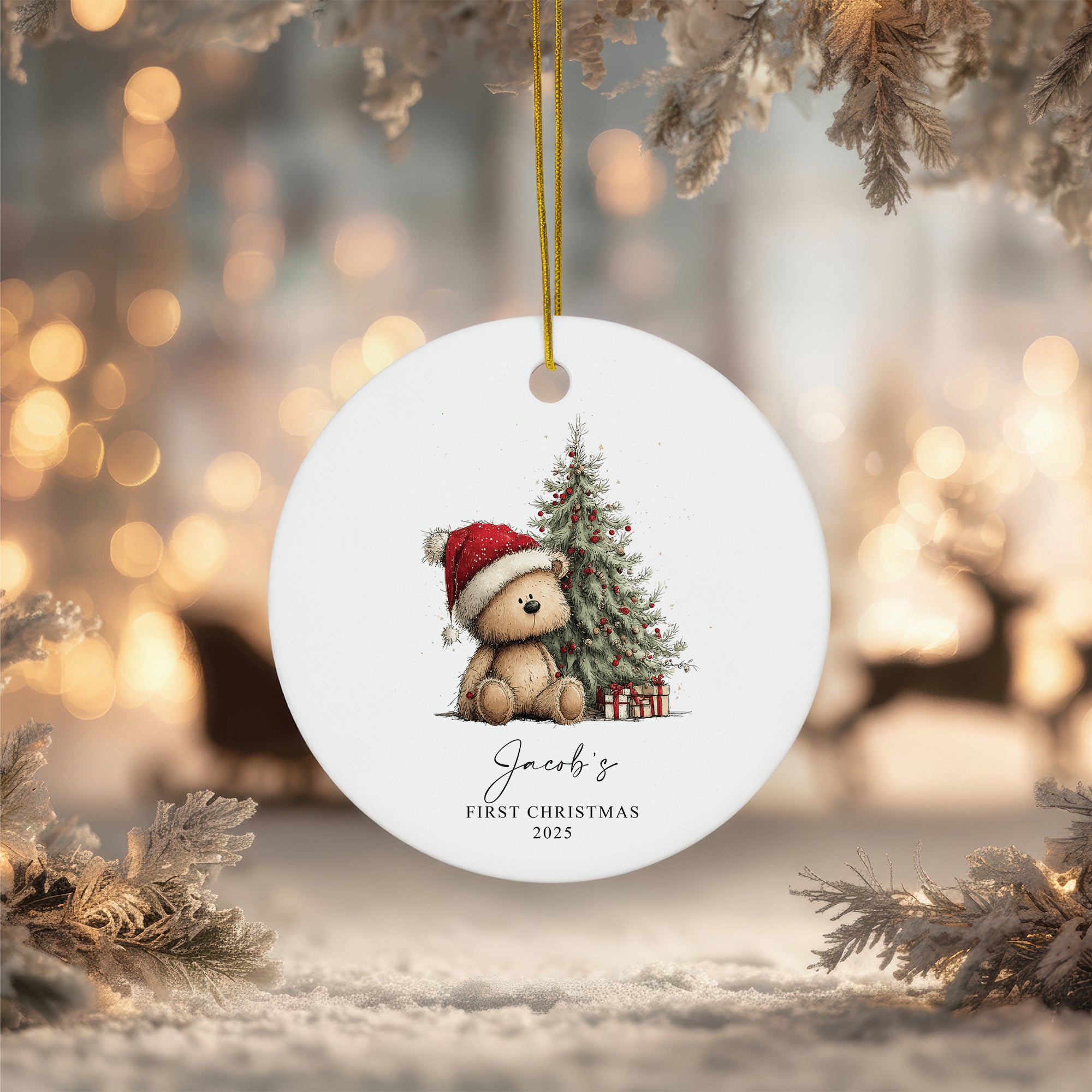 Personalised Baby's First Christmas Ornament With Teddies