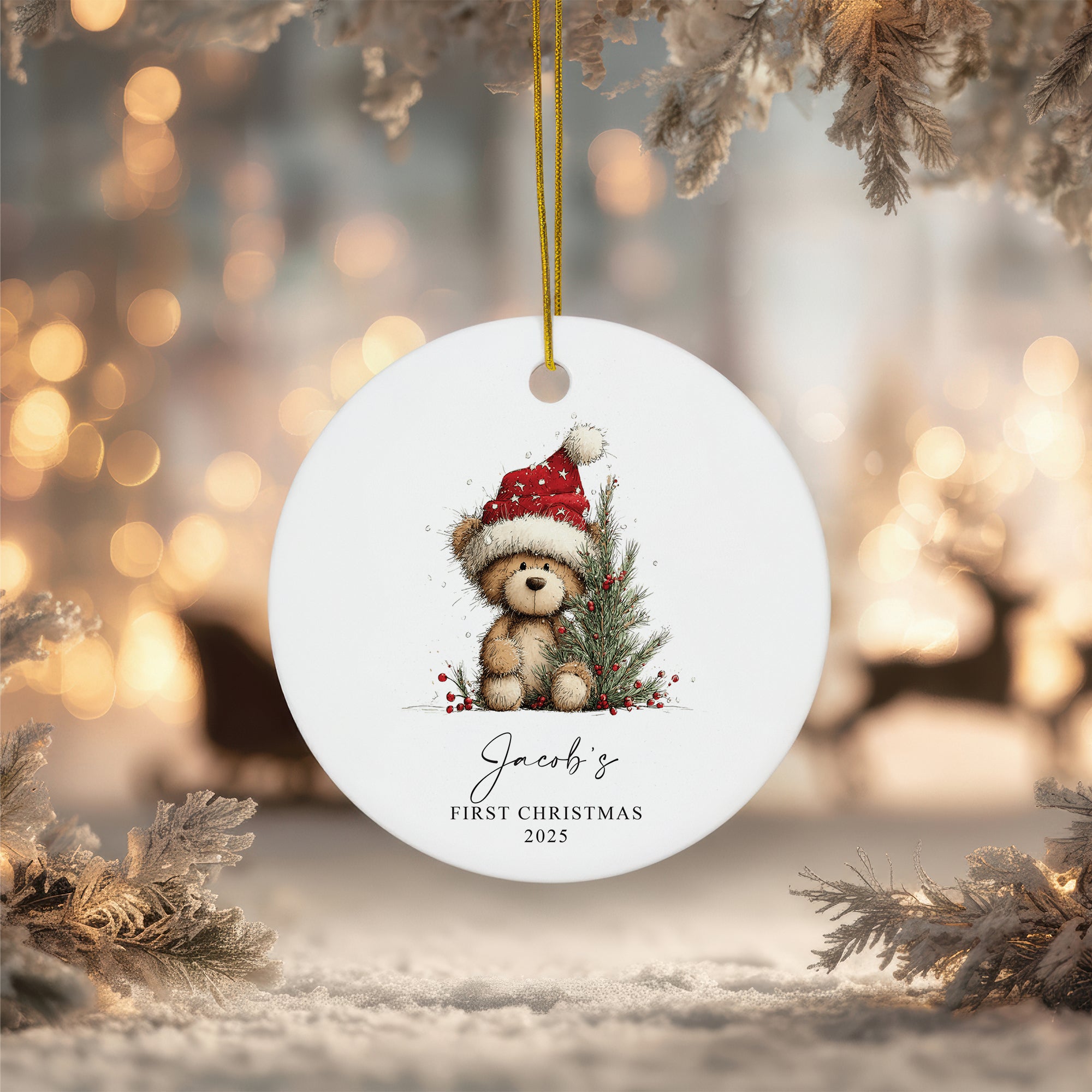 Personalised Baby's First Christmas Ornament With Teddies