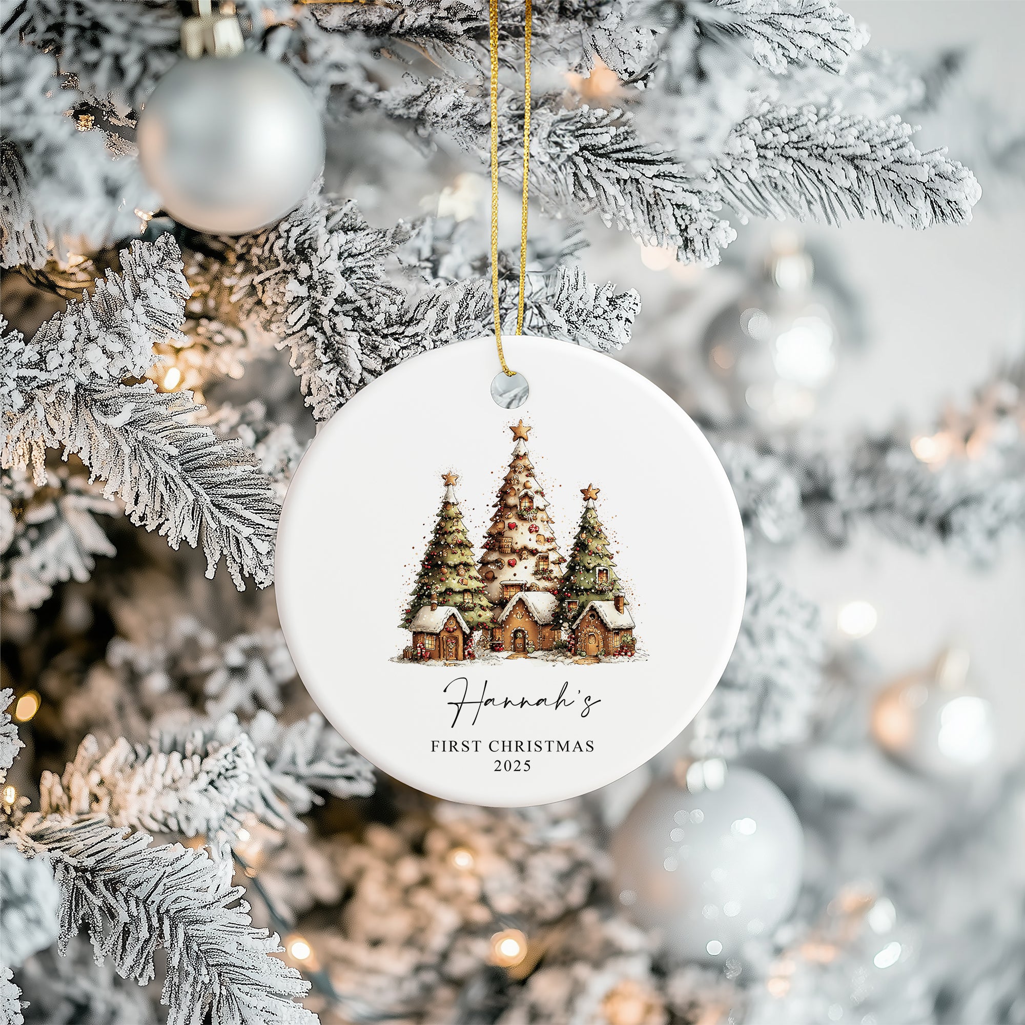 Personalised Baby's First Christmas Ornament With colourful Trees