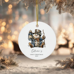 Personalised Baby's First Christmas Ornament With Snowman