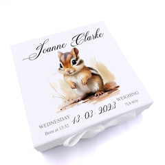 Personalised Baby Keepsake Box Memories Gift With Woodland Squirrel