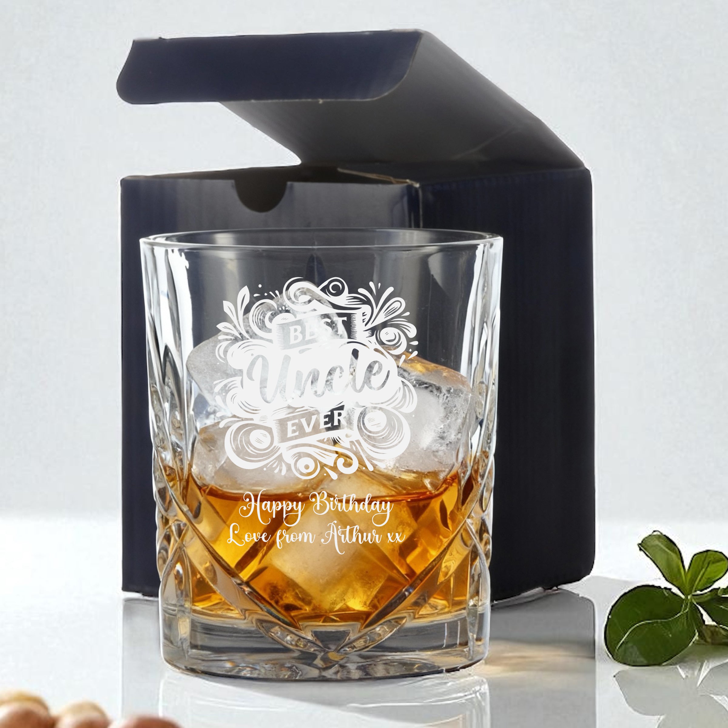 Customised Bespoke Personalised Crystal Cut Whisky Glass Gift For Uncle Personalised ukgiftstoreonline