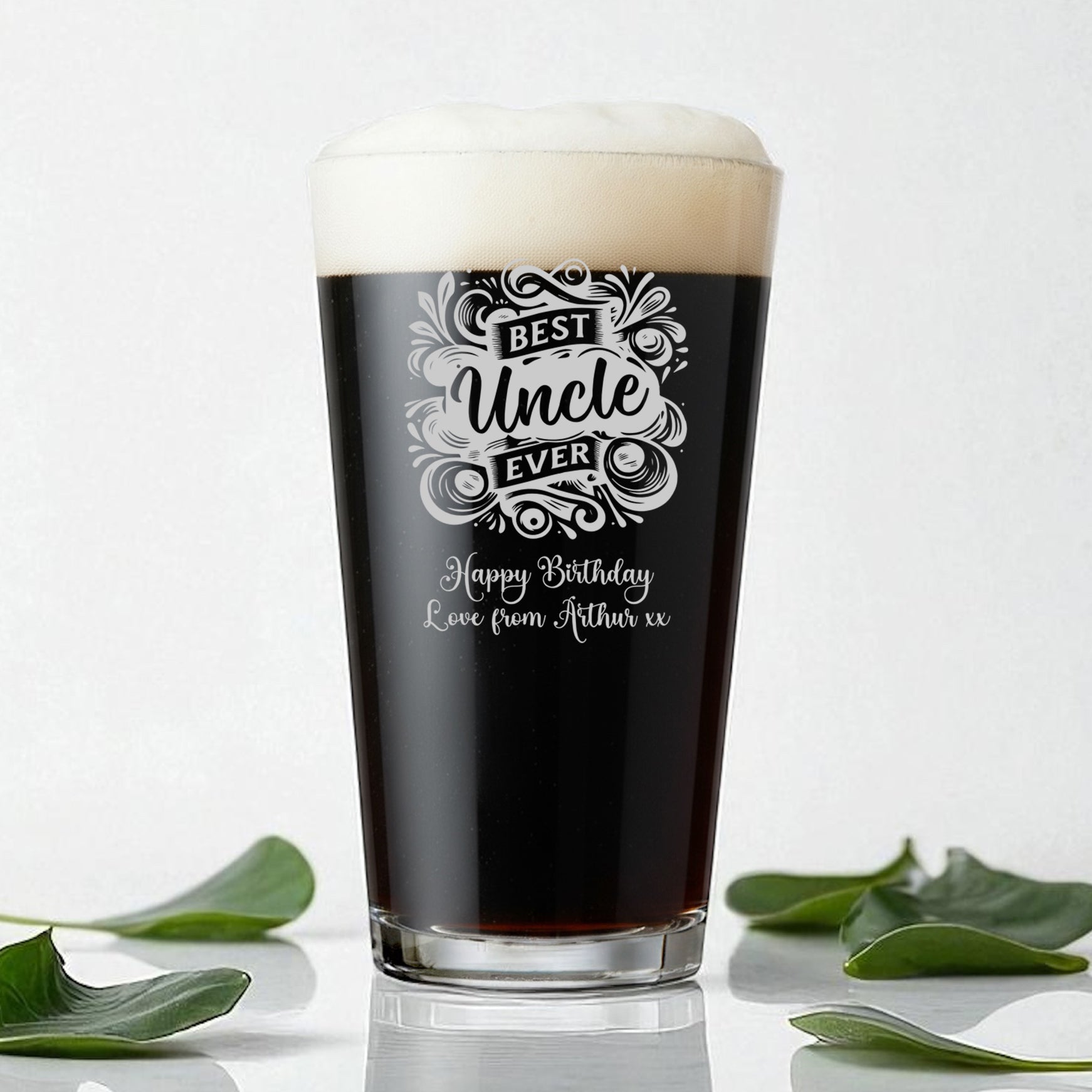 Personalised Engraved 1 Pint Beer Glass Gift For Uncle
