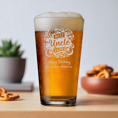 Personalised Engraved 1 Pint Beer Glass Gift For Uncle