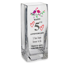 Personalised 5th Anniversary Flower Vase Gift For Couple Husband Wife
