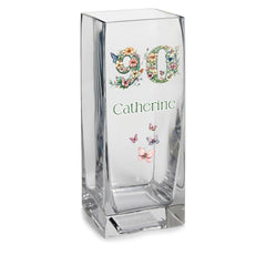 Personalised 90th Birthday Flower Vase Gift Present With Floral Numbers
