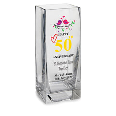 Personalised 50th Anniversary Flower Vase Gift For Couple Husband Wife