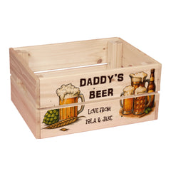 Personalised Beer Bar Treat Hamper Wooden Crate Gift For Him