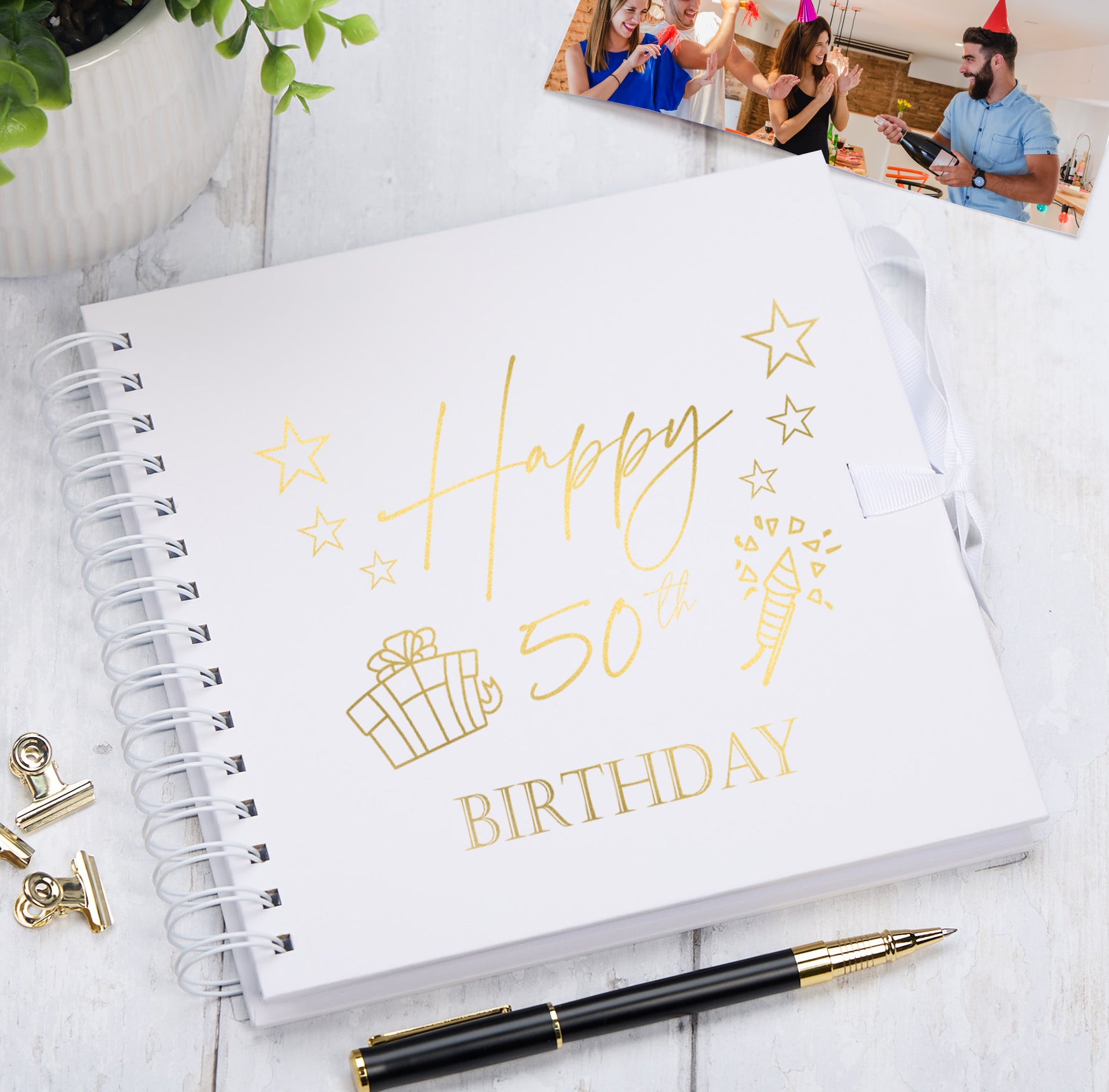 50th Birthday Memory Scrapbook Album With Present Design Various Colours Available