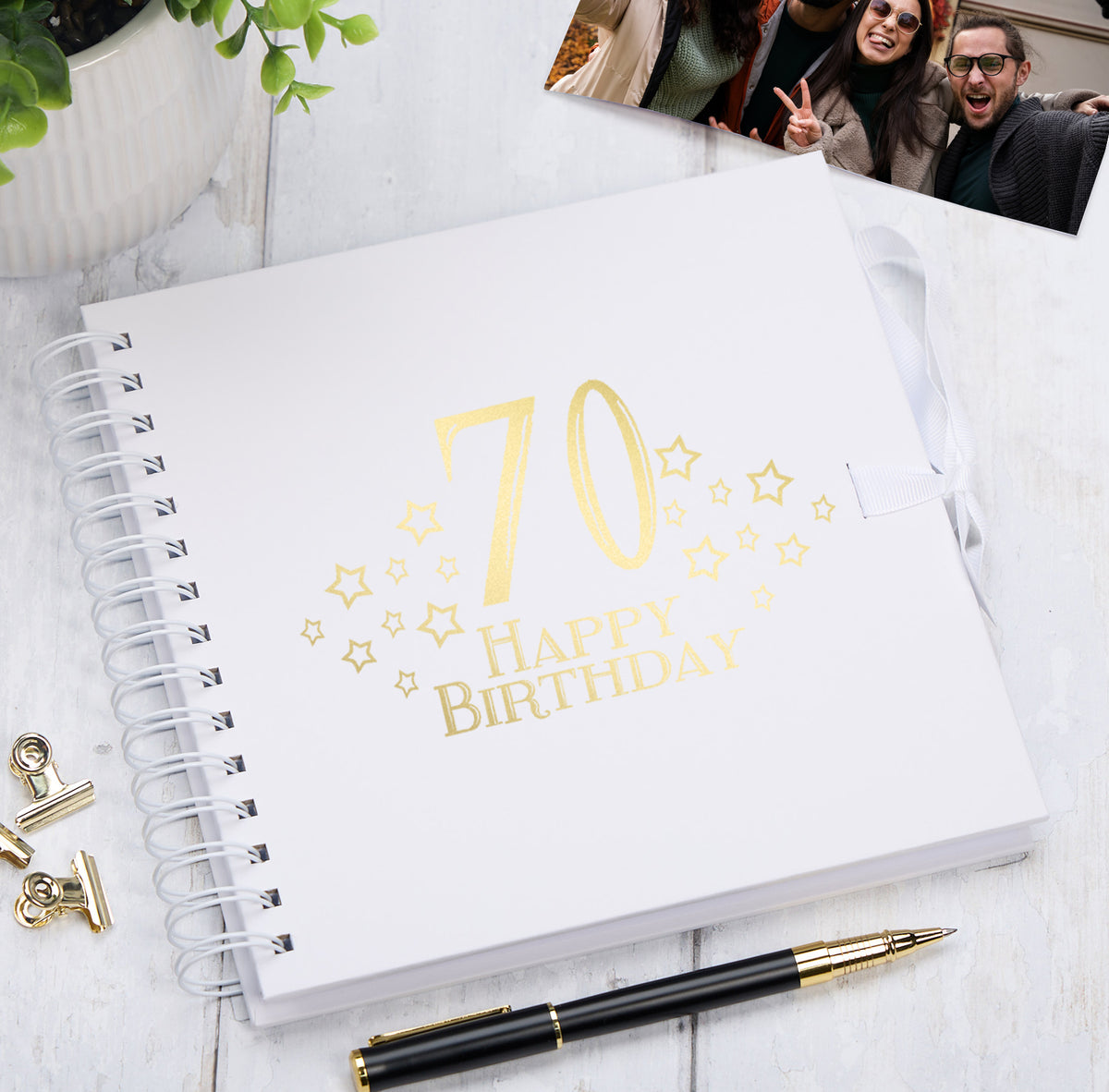 70th Birthday Memory Scrapbook Album With Star Design Various Colours Available