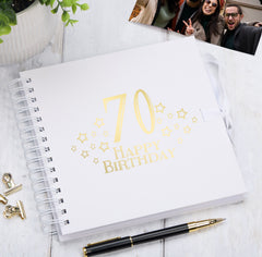 70th Birthday Memory Scrapbook Album With Star Design Various Colours Available