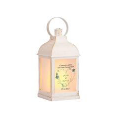Personalised Engagement Lamp Lantern Night Light Gift Green Clover Heart