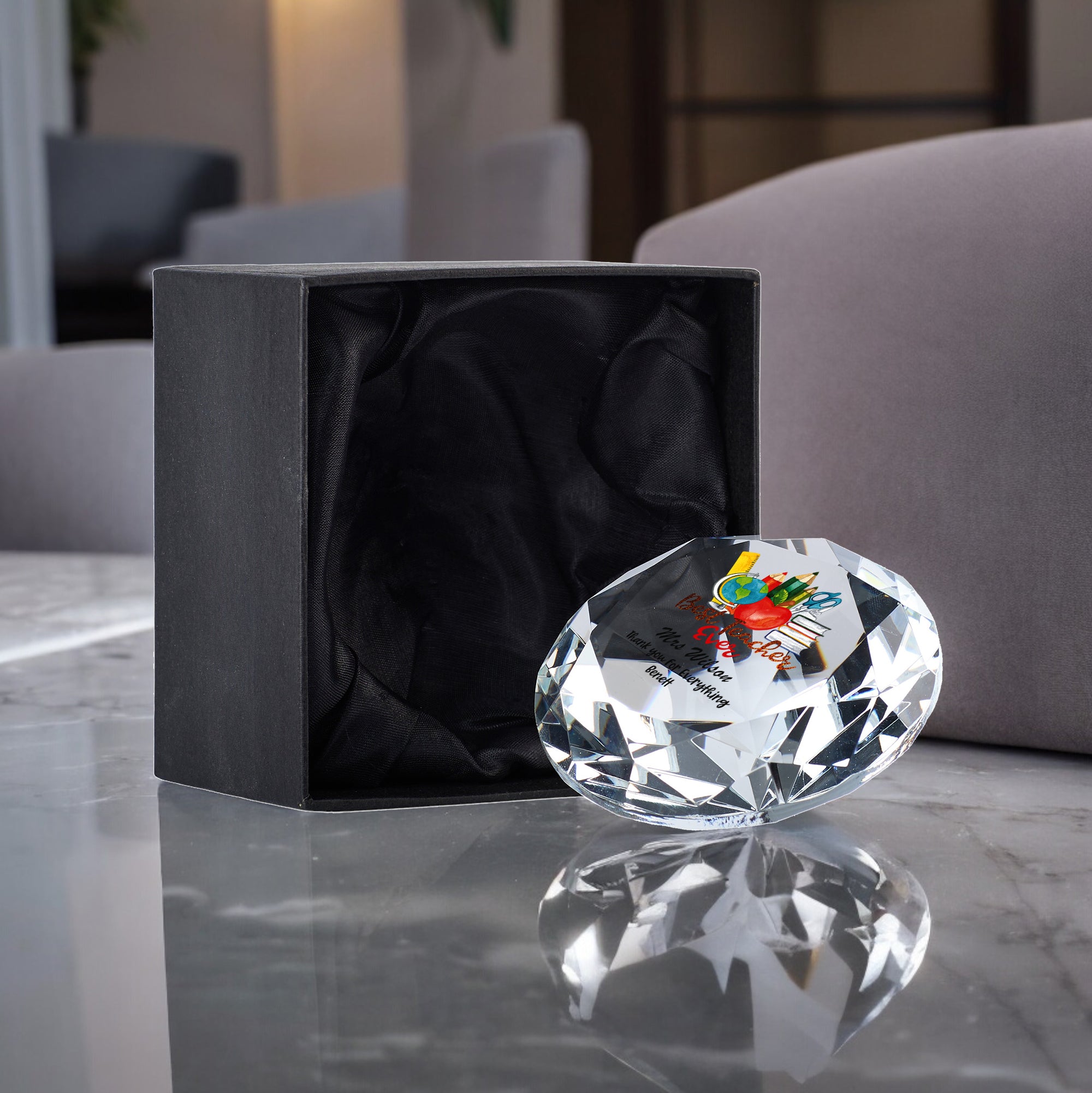 Personalised Best Teacher Ever Diamond Paperweight Gift