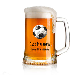 Personalised Football Themed Beer Mug Tankard Gift Birthday Or Events