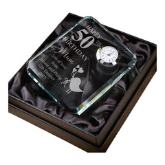 Personalised Any Age Birthday Crystal Glass Clock Gift for Her 18th 21st 30th 40th 50th 60th 70th 80th