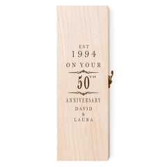 Personalised Wooden Wine or Champagne Box 50th Anniversary Celebration