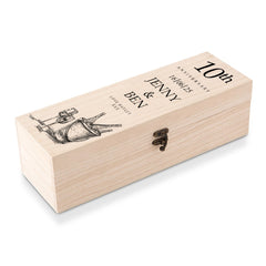 Personalised Wooden Wine or Champagne Box Gift For 10th Anniversary