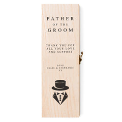 Father Of The Groom Gift Personalised Bottle Box Wedding Champagne Wine Top Hat Design