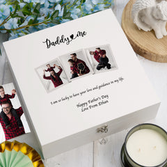 Personalised Any Title White Keepsake Box Gift Memory Storage With Photos For Dad, Mum, Grandad, Grandma For Any Occasion