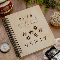Personalised Large Engraved Wooden Pets Leave Pawprints Photo Album Gift