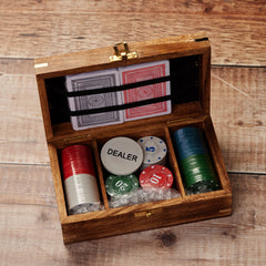 Wonderful Personalised Wooden Poker gift set with sentiment