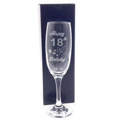 18th Birthday Stars Champagne Flute Glass Gift Boxed - ukgiftstoreonline