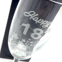 18th Birthday Stars Champagne Flute Glass Gift Boxed - ukgiftstoreonline