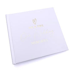 Mr and Mrs Our Wedding Memories White Photo Picture Album Gold Print