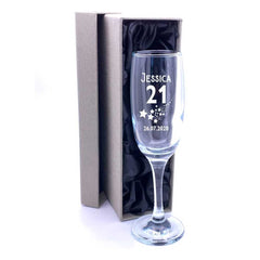 21st Birthday Gift - Personalised Champagne Flute With Gift Box