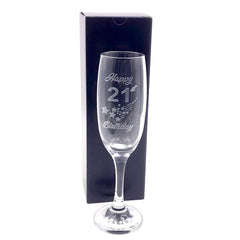 21st Birthday Stars Champagne Flute Glass Gift Boxed - ukgiftstoreonline