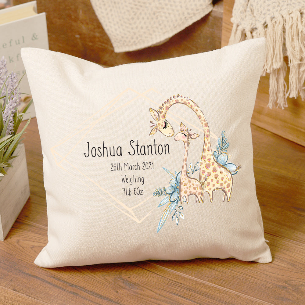 Personalised Baby Giraffe Keepsake Cushion Gift
