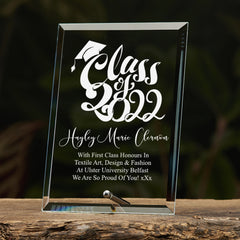 ukgiftstoreonline Personalised Graduation congratulations 2022 Design Glass Plaque